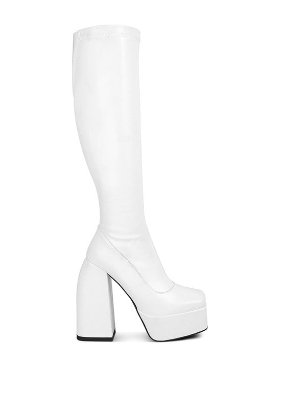 Fanning High Platfrom Block Heeled Long Boots