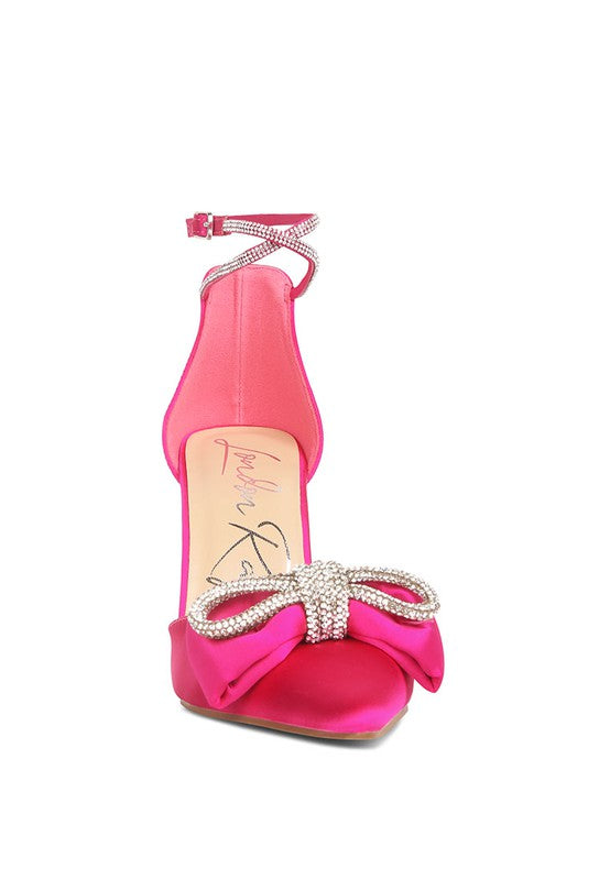 Shoeverse Embellished Bow Stiletto Heel Sandals