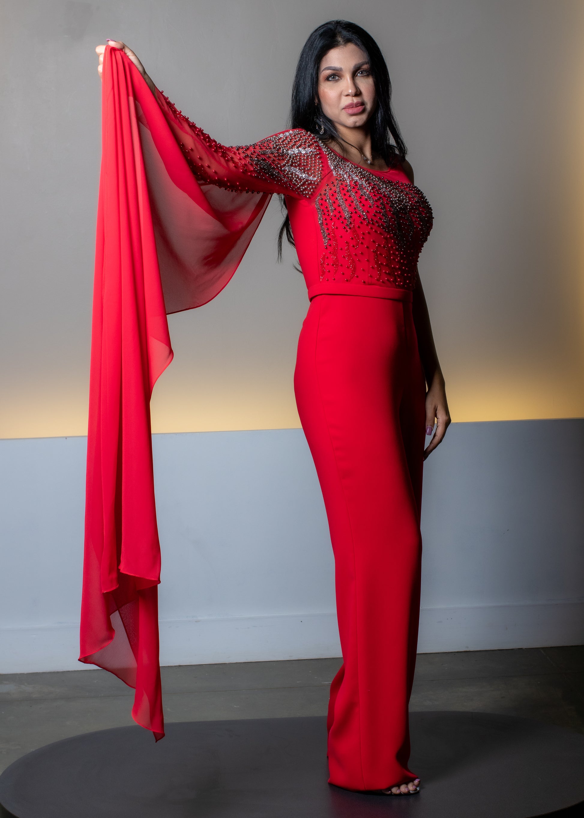 Paula Richi Red Jumpsuit - Chic Couture 